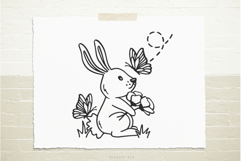 bunny-with-flowers-and-butterflies