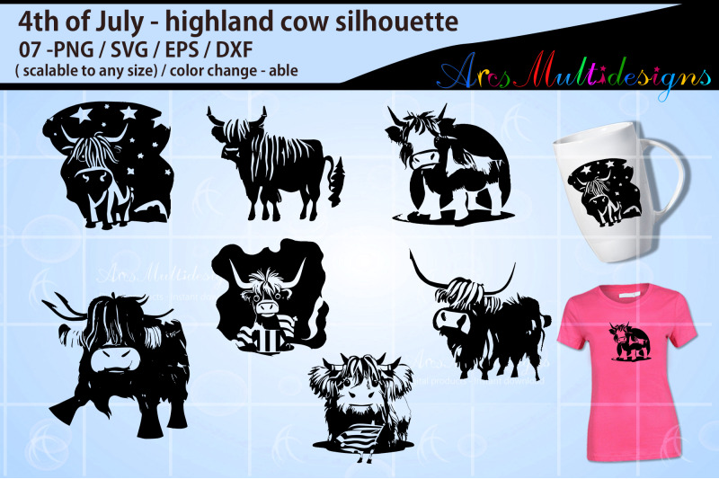 4th-of-july-highland-cow-silhouette