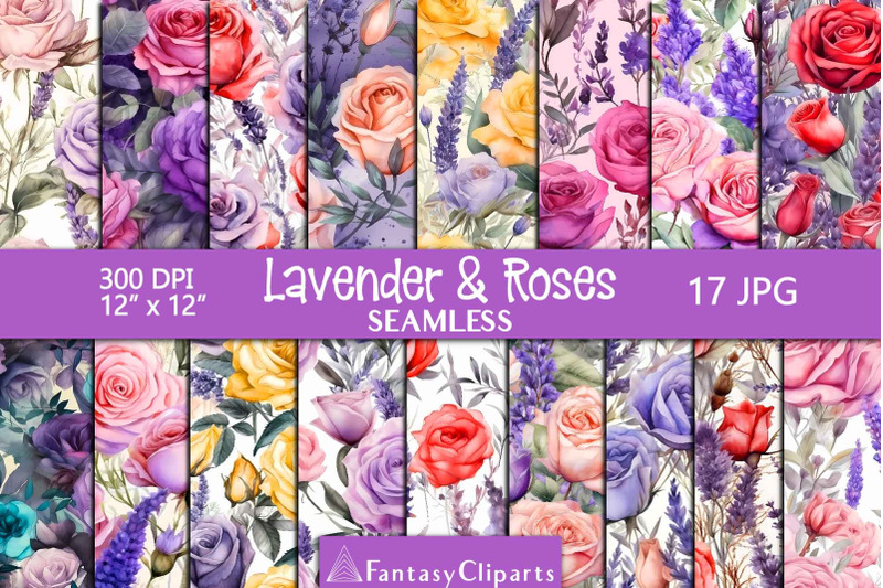 watercolor-lavender-roses-digital-paper-seamless-patterns