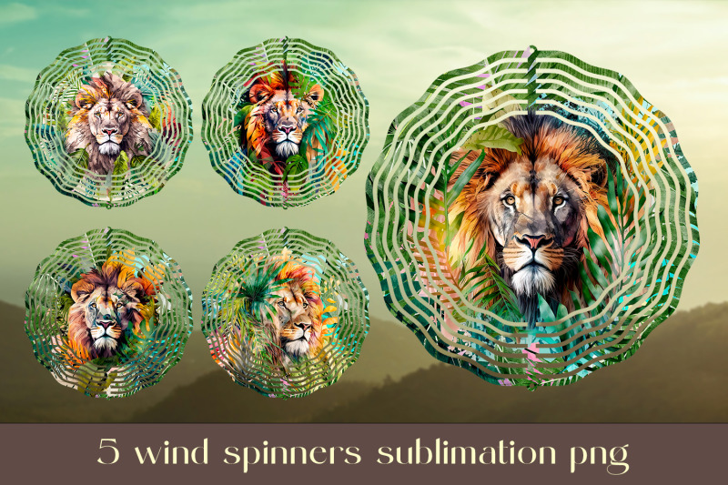 lion-wind-spinner-sublimation-wild-animal-wind-spinner-design
