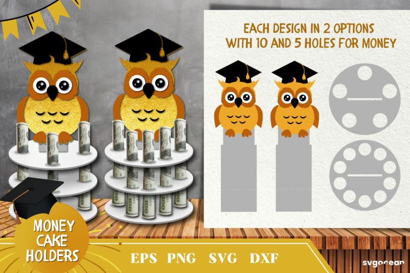 graduation-money-cake-owl-money-holder-layered-svg