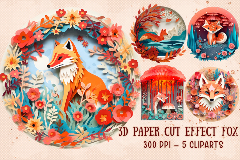 3d-paper-cut-effect-fox-sublimation
