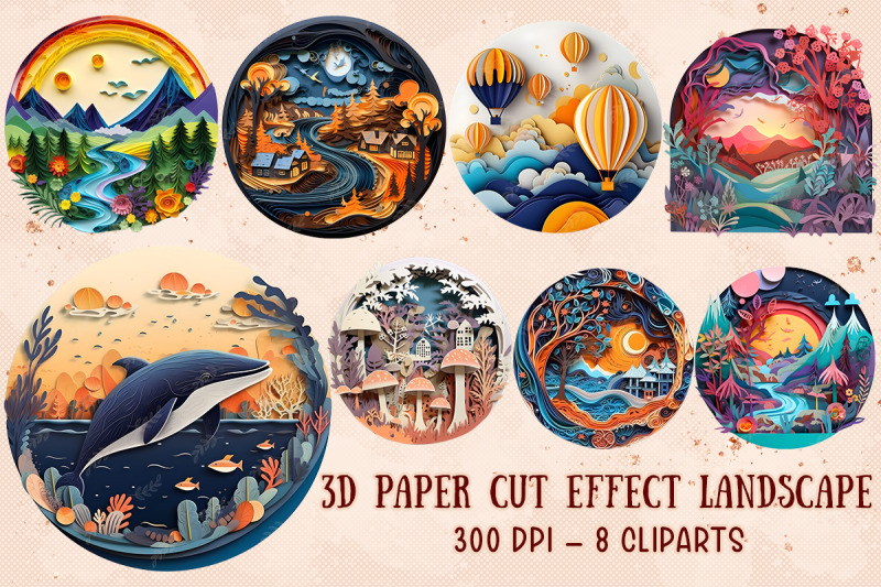 3d-paper-cut-effect-landscape-cliparts