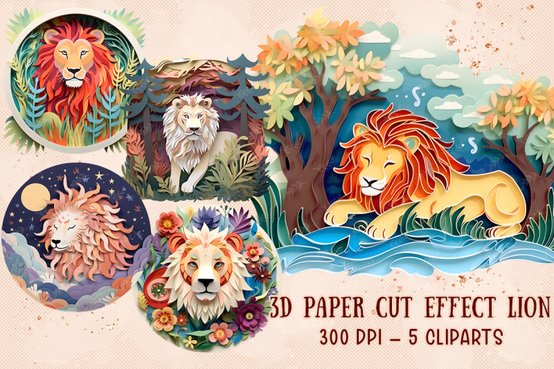 3d-paper-cut-effect-lion-sublimation
