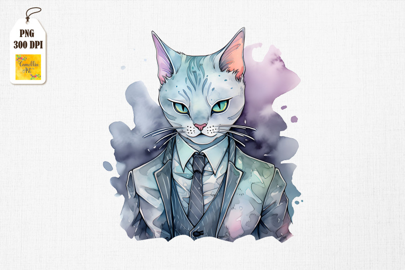 father-cat-in-suit-watercolor-bundle