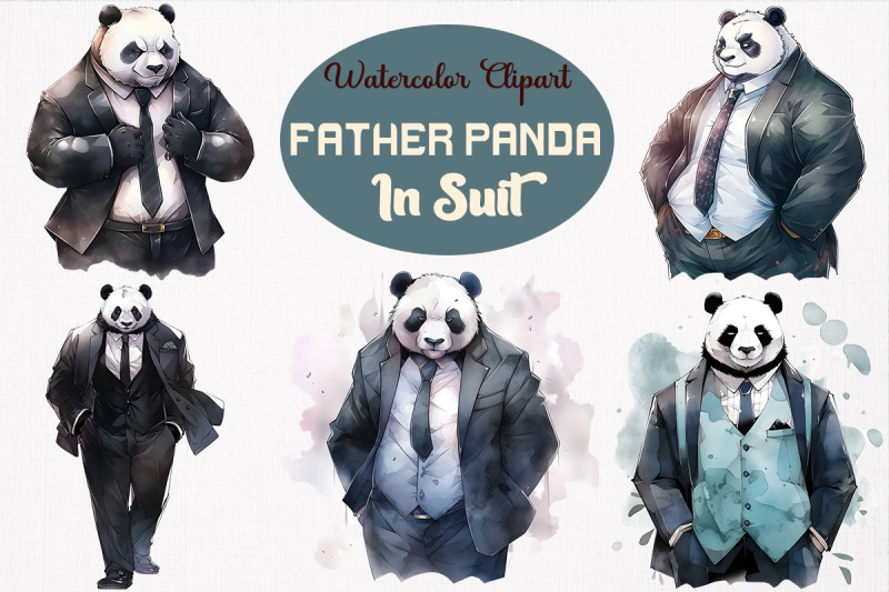 father-panda-in-suit-watercolor-bundle