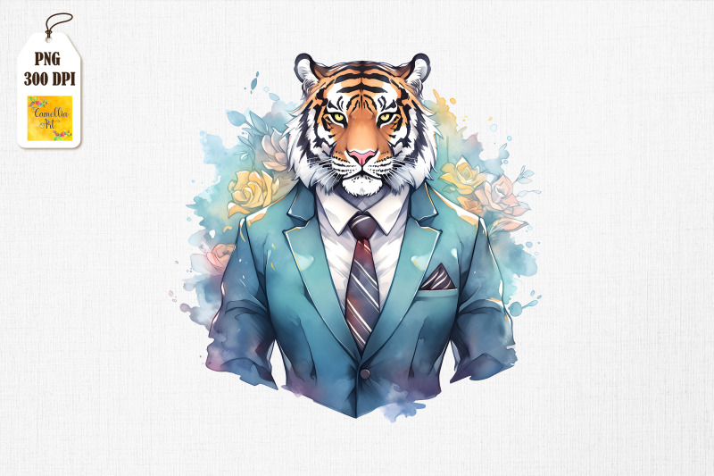 father-tiger-in-suit-watercolor-bundle