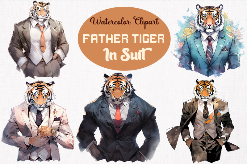 father-tiger-in-suit-watercolor-bundle