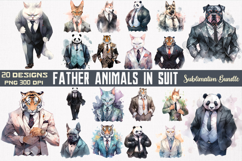 father-animals-in-suit-watercolor-bundle