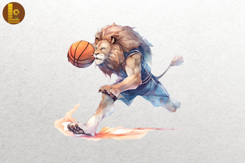 lion-loves-basketball-watercolor-bundle