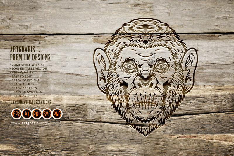 monkey-head-sugar-skull-dia-de-los-muertos-logo-illustrations