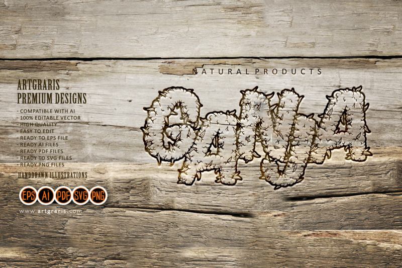 dripping-ganja-lettering-word-weed-leaf-ornament-logo-illustrations