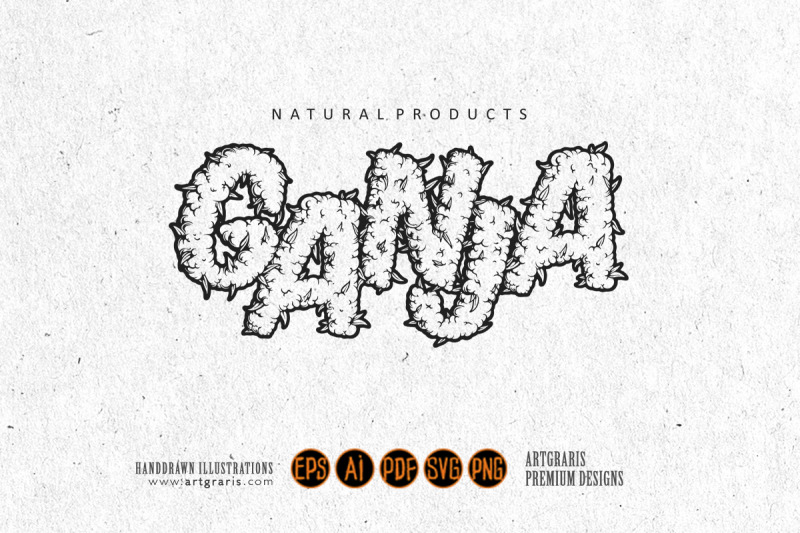 dripping-ganja-lettering-word-weed-leaf-ornament-logo-illustrations