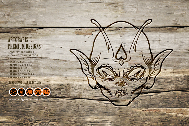 alien-head-sugar-santa-dia-de-los-muertos-logo-illustrations