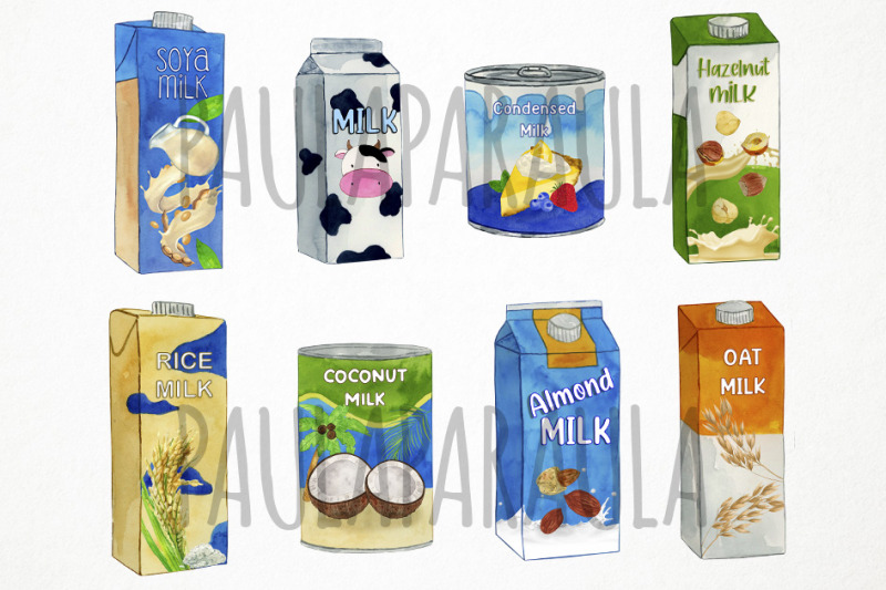 watercolor-milks-clipart-plant-based-milks-clipart-vegetal-milks