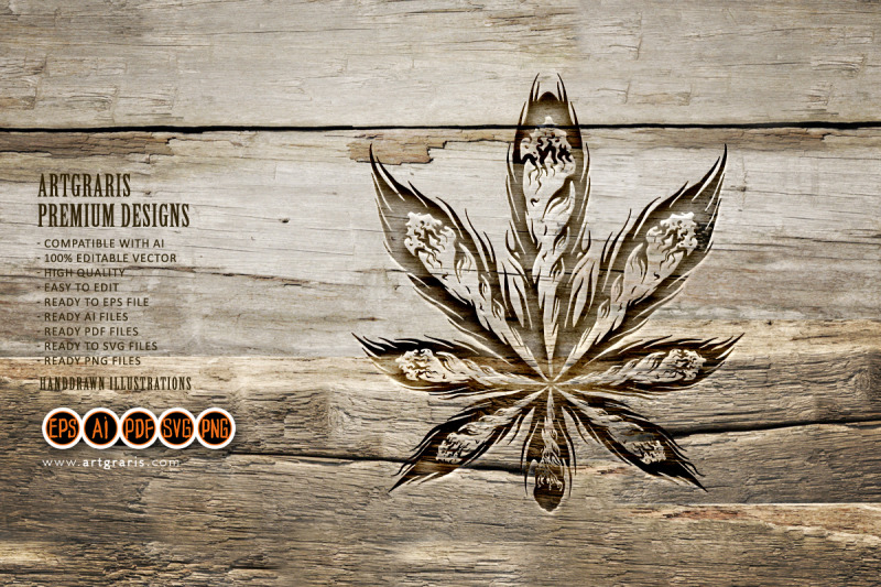 weed-leaf-joint-smoking-cannabis-logo-illustrations-monochrome