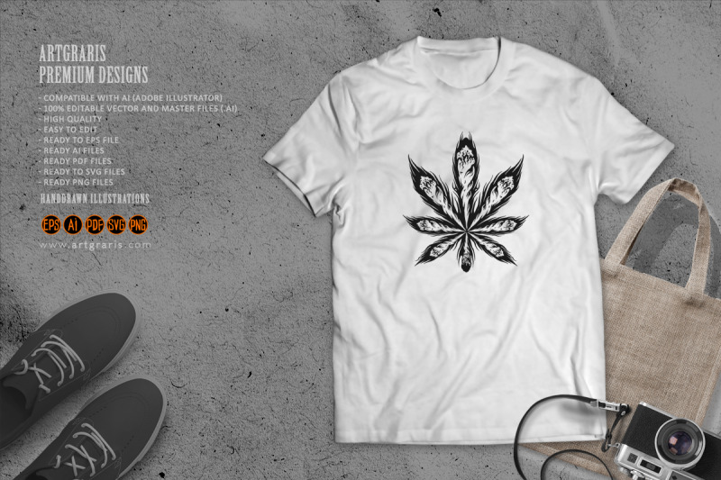 weed-leaf-joint-smoking-cannabis-logo-illustrations-monochrome