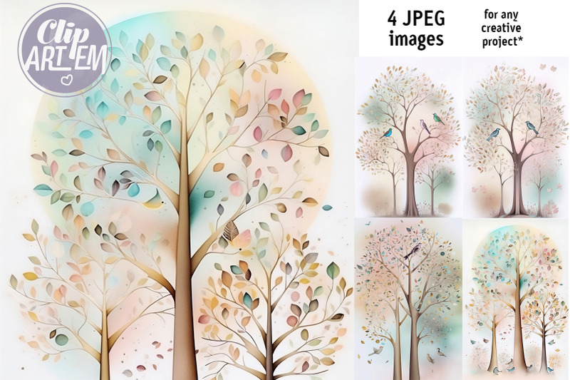 pastel-tree-birds-wall-art-digital-4-jpeg-images-set-home-decor