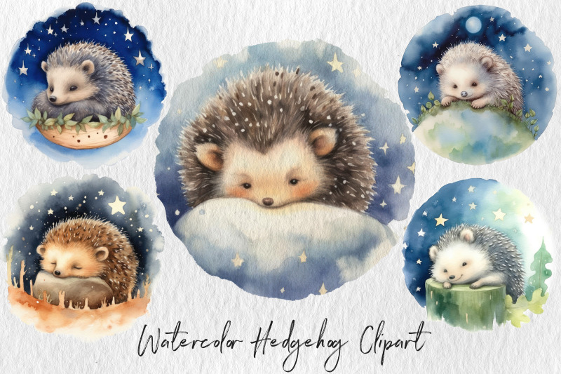 watercolor-hedgehog-baby-dreaming