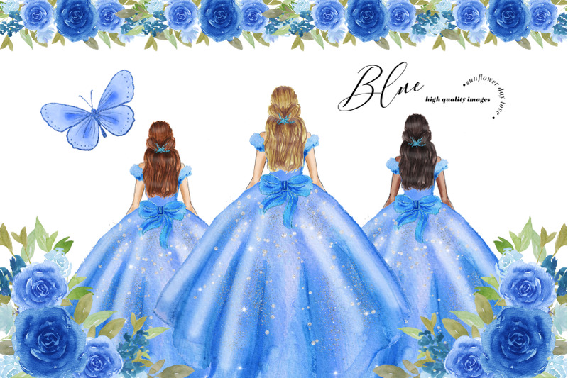 elegant-blue-princess-dresses-clipart-blue-flowers-clipart