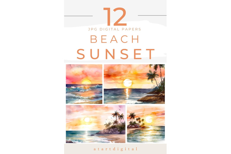 watercolor-beach-sunsets-digital-paper-pack