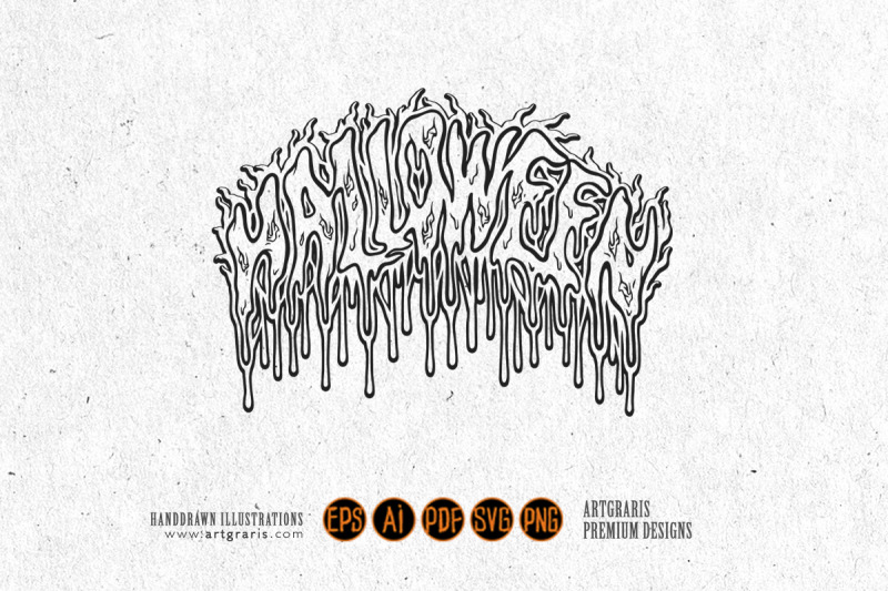 horror-dripping-halloween-lettering-word-illustrations-monochrome