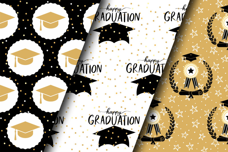 black-and-gold-graduation-seamless-pattern-digital-papers