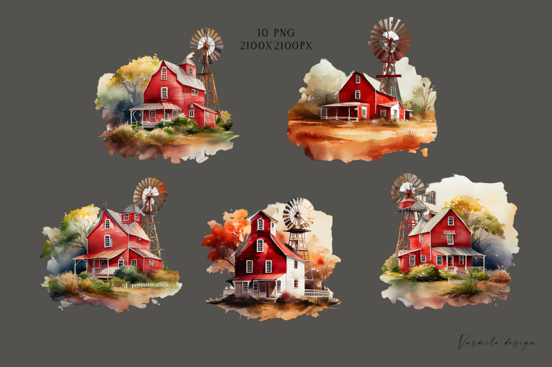 farmhaus-watercolor-clipart