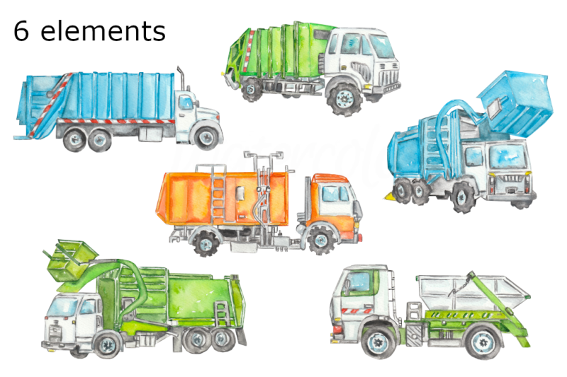 garbage-truck-watercolor-clipart