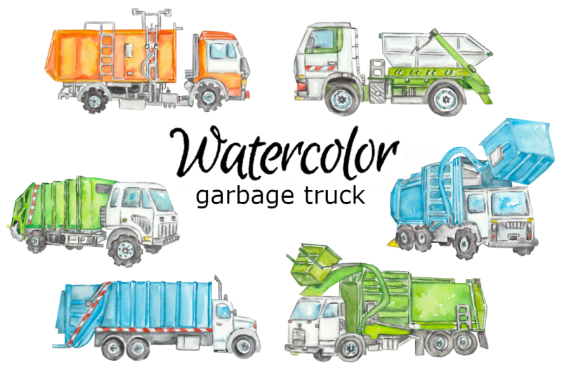 garbage-truck-watercolor-clipart