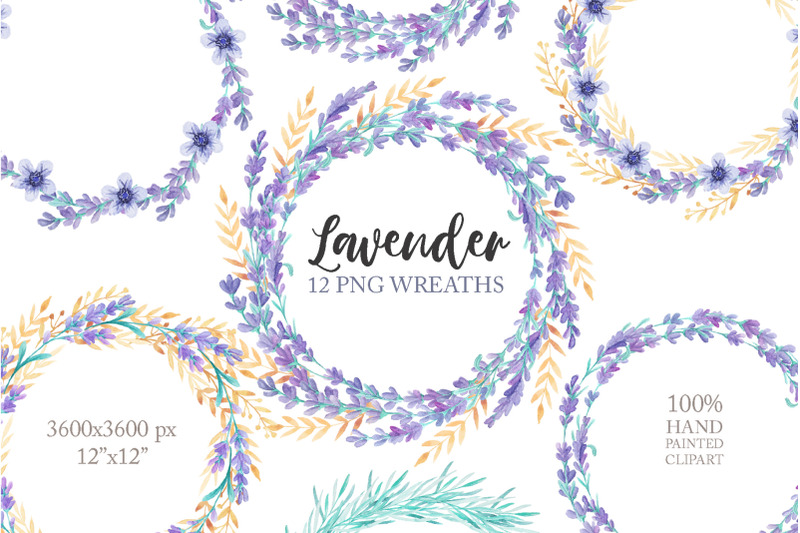 watercolor-lavender-wreaths-clipart-png