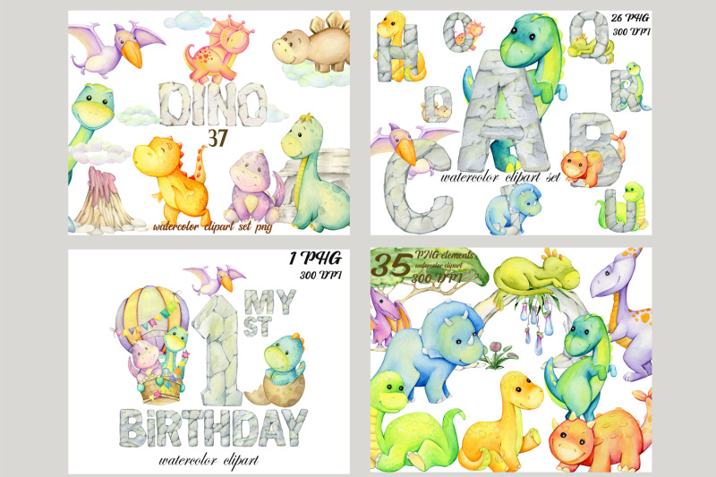 watercolor-dinosaurs-boho-clipart-dino-neutral-baby-boys-and-girls-cl