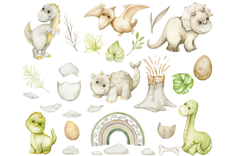 watercolor-dinosaurs-boho-clipart-dino-neutral-baby-boys-and-girls-cl