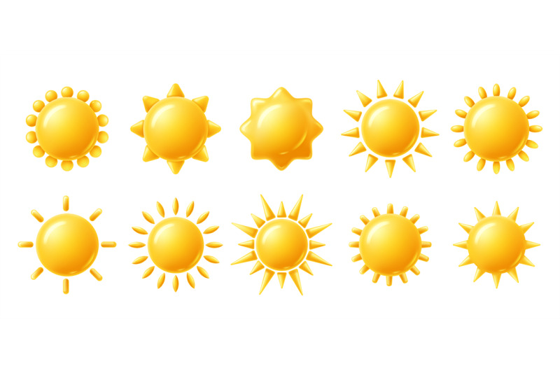 sun-3d-icons-yellow-brightness-symbol-sun-with-rays-shape-clear-sun