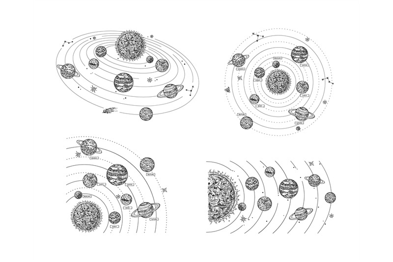 solar-system-with-planet-orbits-hand-drawn-planets-revolve-around-sun