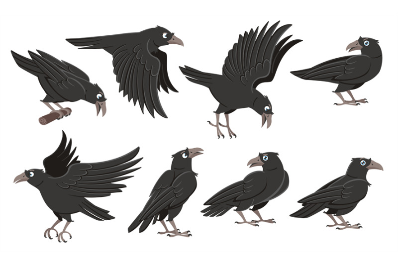 cartoon-crows-wild-black-birds-raven-character-in-different-poses-an