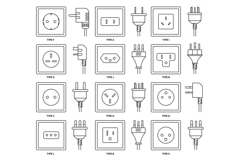 ac-sockets-with-power-plugs-outlet-and-connector-types-from-different