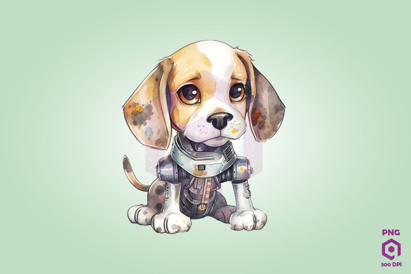 half-robot-beagle-dog-clipart