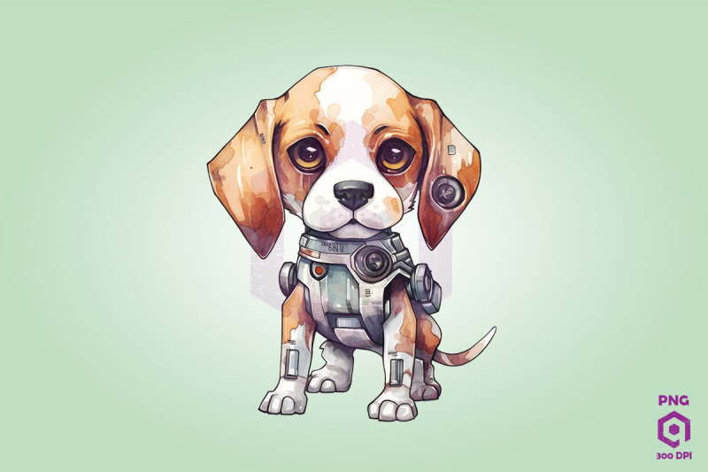 half-robot-beagle-dog-clipart