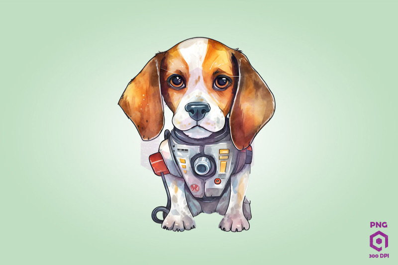 half-robot-beagle-dog-clipart