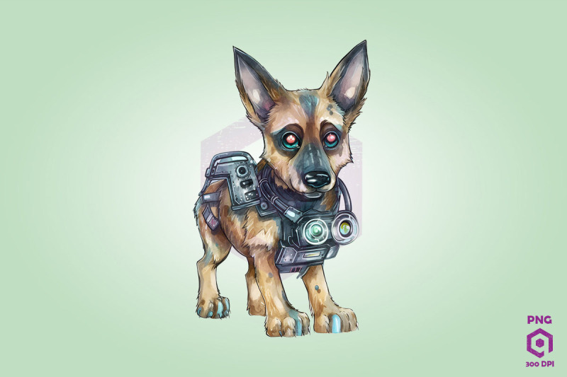 half-robot-german-shepherd-dog-clipart