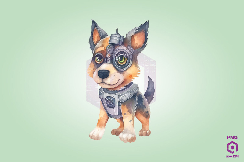 half-robot-german-shepherd-dog-clipart