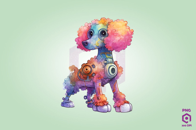 half-robot-poodle-dog-clipart