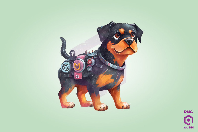 half-robot-rottweiler-dog-clipart