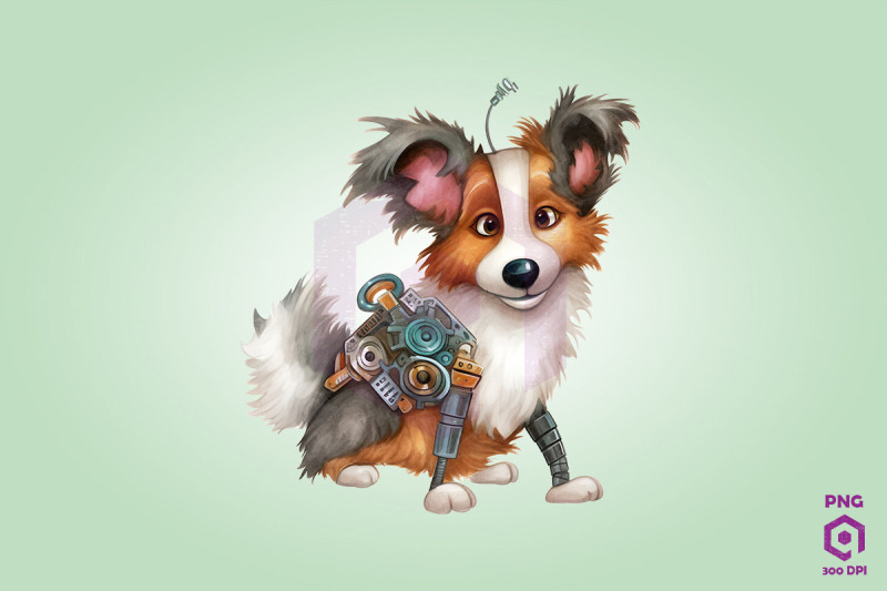 half-robot-shetland-sheepdog-dog-clipart