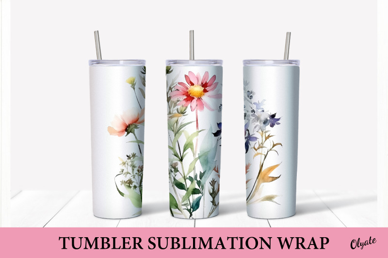 wildflowers-tumbler-sublmation-design-flower-tumbler-wrap-png