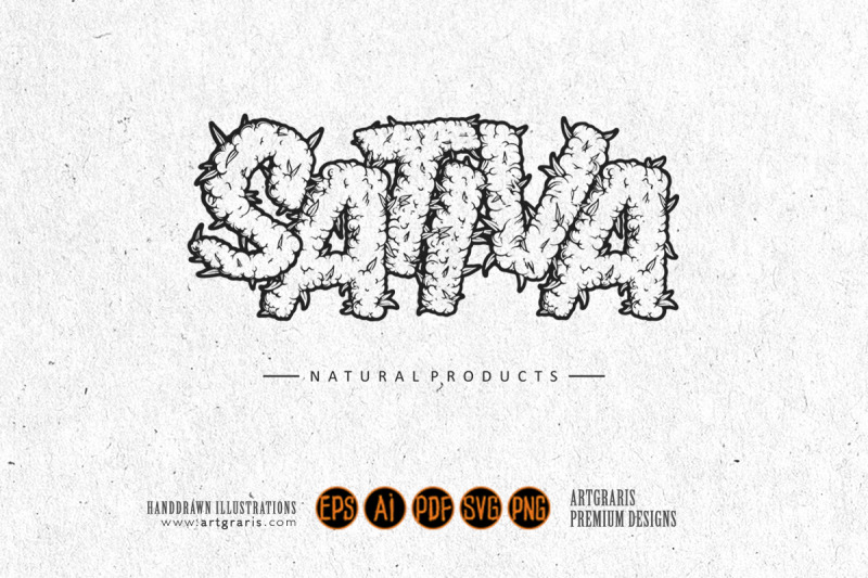 weed-sativa-lettering-word-smoke-effect-illustrations-monochrome