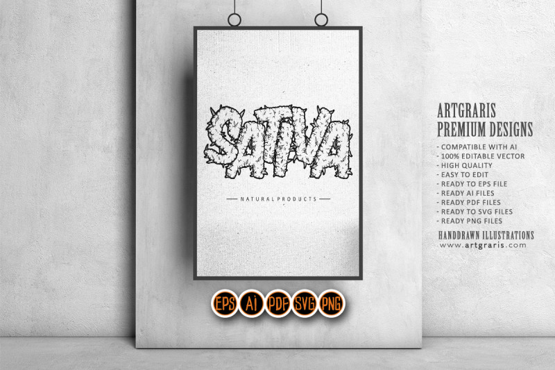 weed-sativa-lettering-word-smoke-effect-illustrations-monochrome