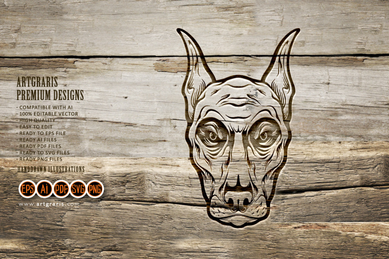 spooky-monster-dog-head-face-logo-illustrations-silhouette