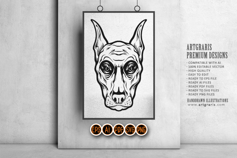 spooky-monster-dog-head-face-logo-illustrations-silhouette